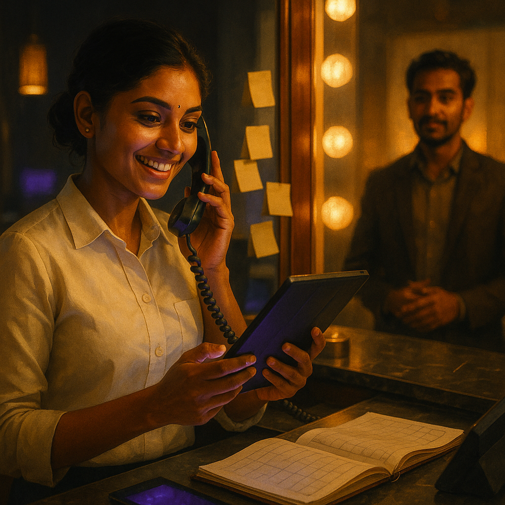 Front desk juggling multiple devices